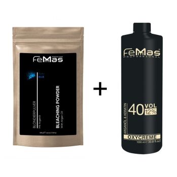 FemMas Blondierpulver mit Arganöl 500g + Oxycreme 1L...
