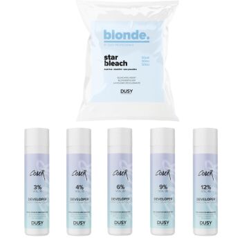 Dusy Star Bleach Blondierpulver 100g + Creme Developer 6%...