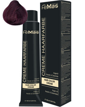 FemMas Hair Color Cream 100ml Haarfarbe Hellbraun Rot Violett 5.62