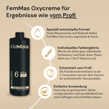 Femmas Oxycreme Oxidationsmittel Farbentwickler 1L